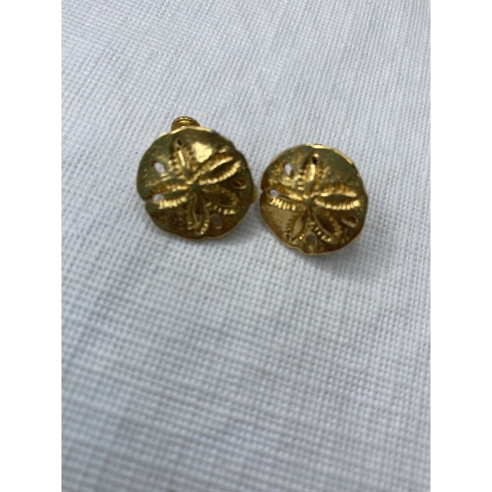 Napier Sand Dollar Earrings Screw Back Earrings Statement Gold Round